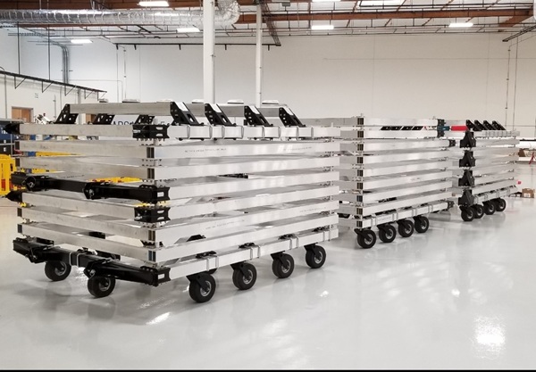 dolly stacked for shipping
